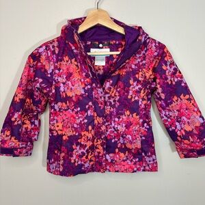 Columbia Purple Floral Hooded Ski Jacket Winter Coat XXS (4-5) Outer Coat Only